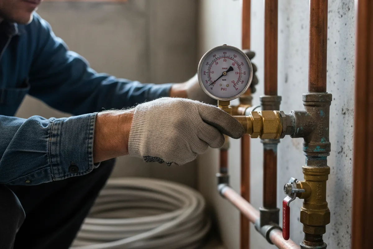 Pressure testing a repaired line during Water Line Repair in Revere